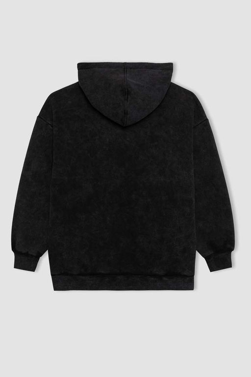 Сплошной толстый свитшот с капюшоном и эффектом потертостей Cool One Piece Oversize - Defacto фото 9