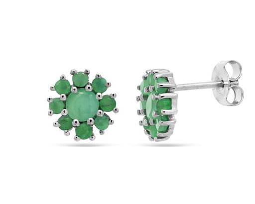 Серьги из серебра изумруд берилл, Салют