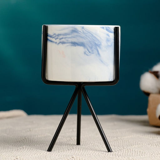 Кашпо Цилиндр, 280 мл, керамика, на чёрной подставке, белое - Take it easy фото 2