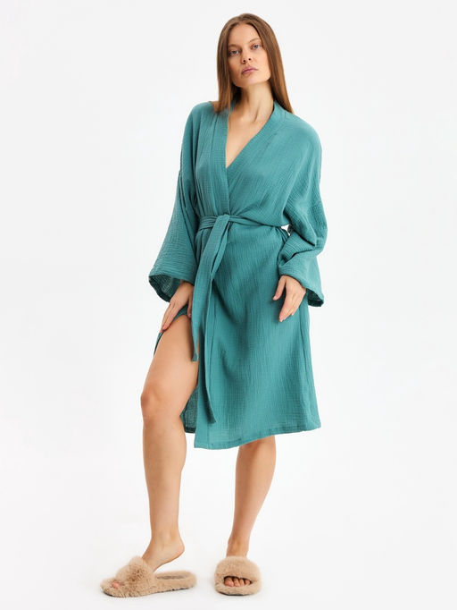 Халат домашний женский KAFTAN Basic, размер 52-54, зелёный