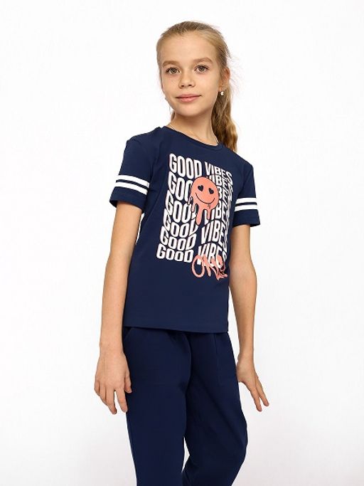 CRB wear/CWJG 63351-41-342 Футболка для девочки,темно-синий/Ex.Cherubino