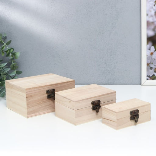 Набор шкатулок для росписи дерево «Сундучки», 3 шт., для творчества, декора