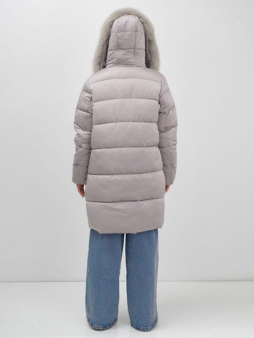 Пальто зимнее утепленное с мехом и капюшоном тренд светло-коричневого цвета 7630SK - Visdeer фото 5