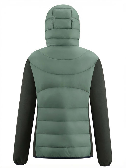Куртка женская гибридная стёганая с капюшоном с графеновой подкладкой цвета хаки 9630_1Kh