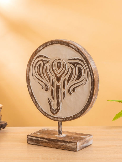 Цена за 2 шт. Сувенир на подставке «Голова слона», 25×10×32 см, дерево