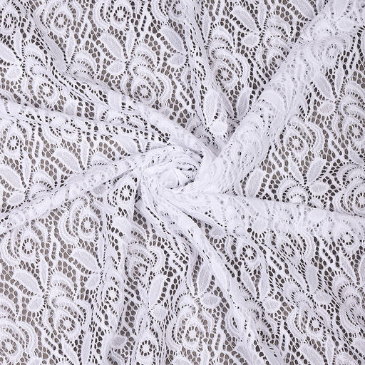 Ткань гипюр стрейч арт.SZ031636 160г/м? ш.150см, цв.белый, уп.1м