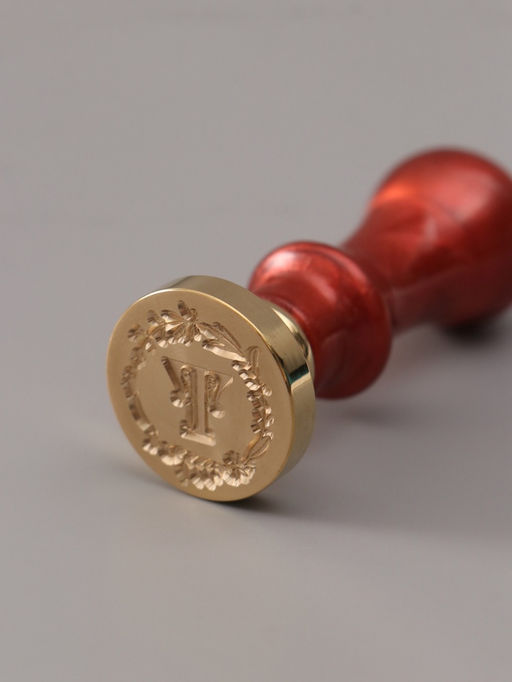 Печать для сургуча с пластиковой ручкой «Венок с буквой T», 2.5×2.5×6.3 см