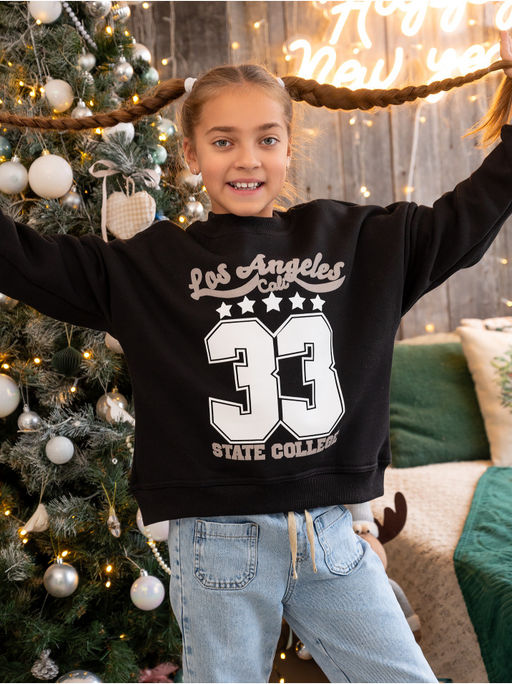 Свитшот 33 детский девочка графит - София фото 30