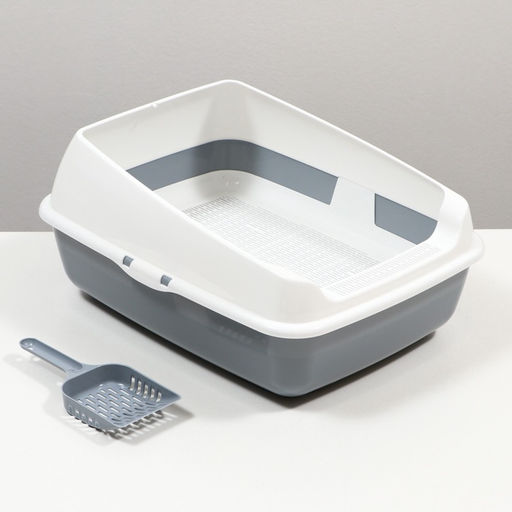 Лоток для кошек совок+ сетка 50.5×39×23 см, серый