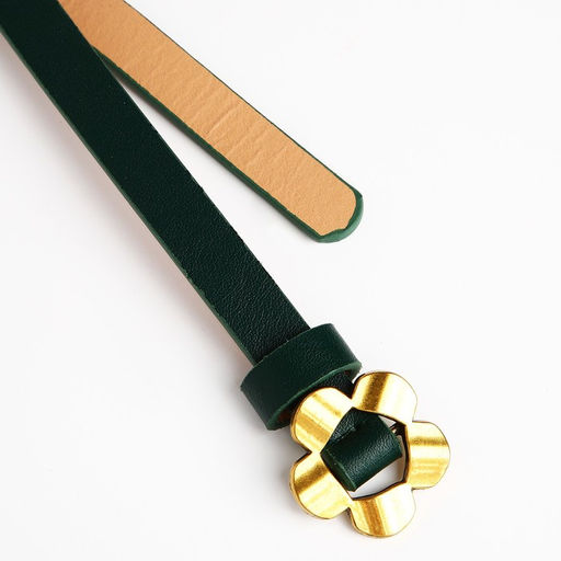 Ремень женский, ширина 1 см, пряжка металл, цвет зелёный - Simaland фото 2