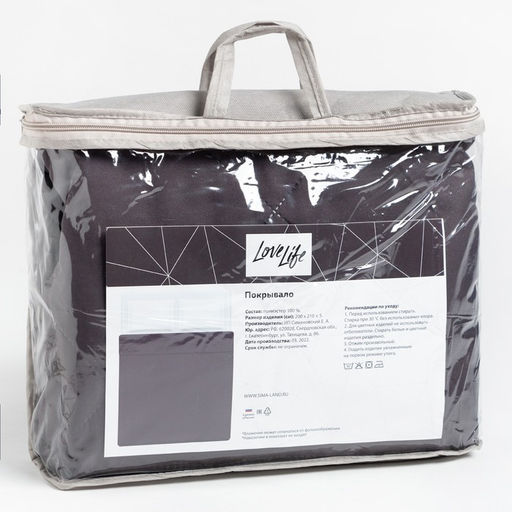 Покрывало LoveLife Евро 200х2105 см, цвет темно-серый, микрофайбер, 100% п/э  фото 4