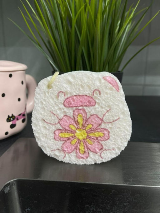 ЭКО губка для посуды "Flowers pig"