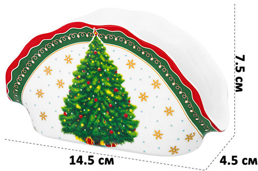 Салфетница 14,5*4,5*7,5 см Новогодняя елка зеленый узор NEW BONE CHINA - Elan gallery фото 10