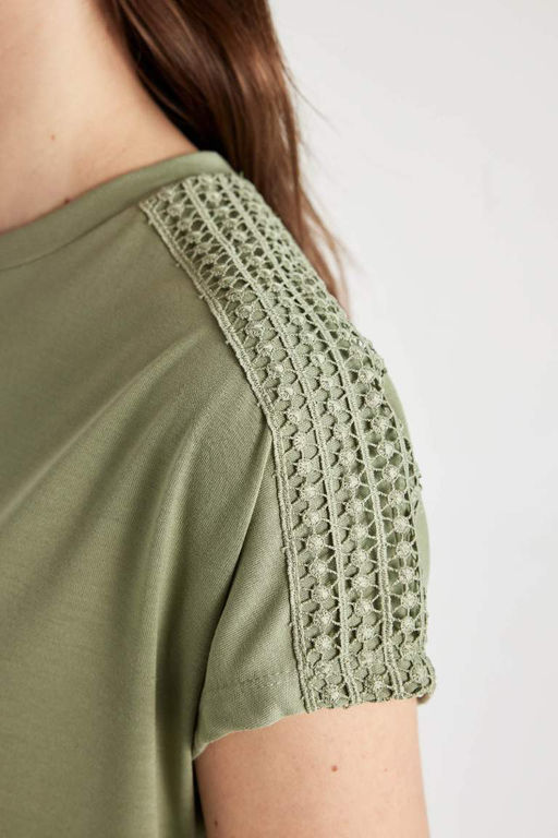 Футболка с круглым вырезом и короткими рукавами - Defacto фото 5