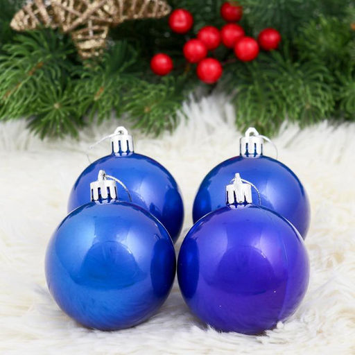 Ёлочные игрушки Глянец, шары новогодние, набор 4 шт., d=6 см, синий