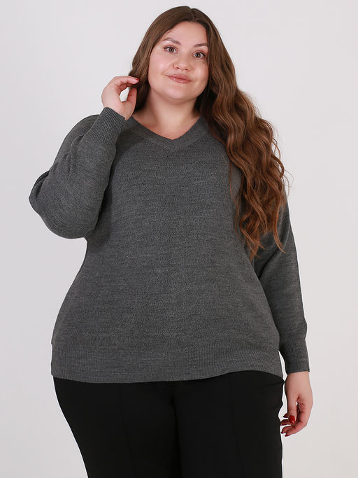 Пуловер серый женский оверсайз