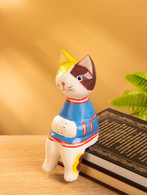Сувенир «Котенок в кофте сидячий», 6×6×15 см, дерево