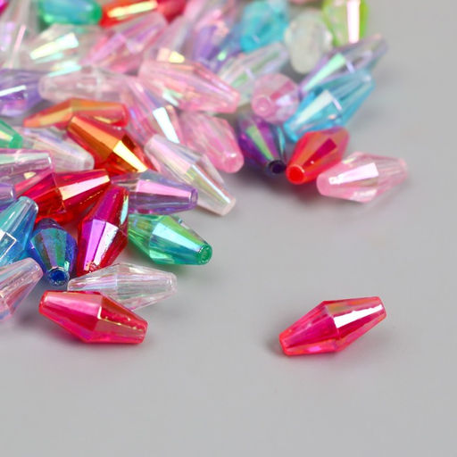 Бусины для творчества пластик Ромб-кристалл голография набор 20 гр МИКС 0,6х0,6х1,2 см - Арт узор фото 2