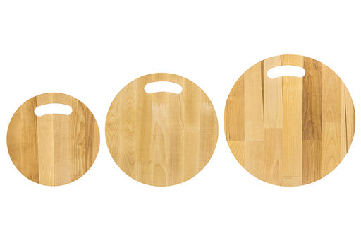 Комплект 3 досок 35*35*1,8 см, 30*30*1,8 см, 25*25*1,8 см "Круг с ручкой" на дер. подстав.