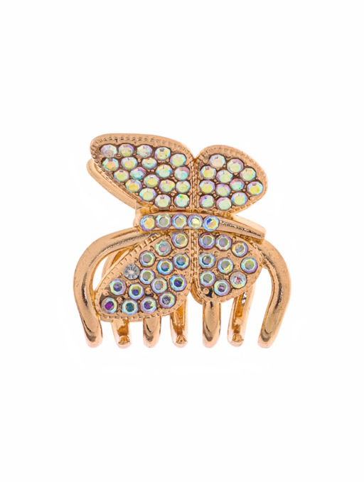 Цена за 6 шт. Крабик для волос «Одри», бабочка стиль, 2.5 см, золото