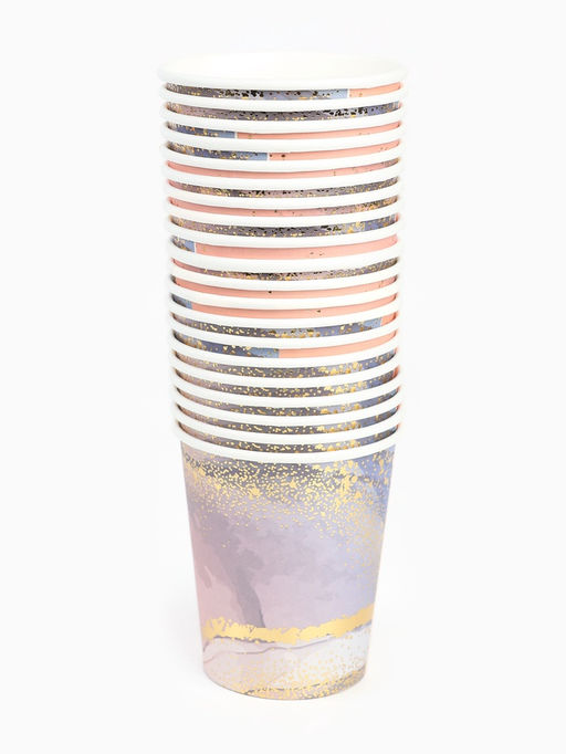 Посуда одноразовая бумажная на 20 персон, 40 предметов, мрамор розовый