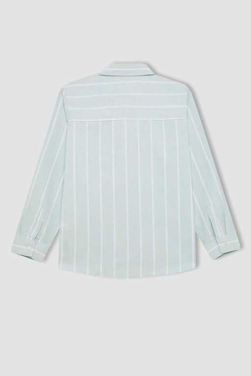 Оксфордская рубашка с длинным рукавом для мальчиков с воротником-поло - Defacto фото 9