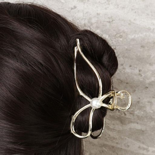 Заколка-краб для волос / XY2415-24 /уп 40/металл/золото/жемчуг - ГалеонТрейд фото 2