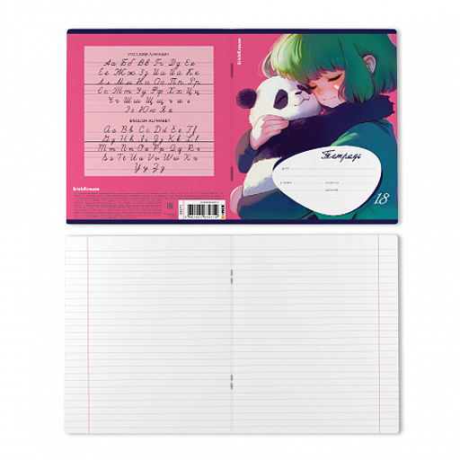 Цена за 10 шт. Тетрадь школьная ученическая ErichKrause Panda Hugs, 18 листов, линейка (в плёнке по 10 шт.)_MIX-PACK  фото 8