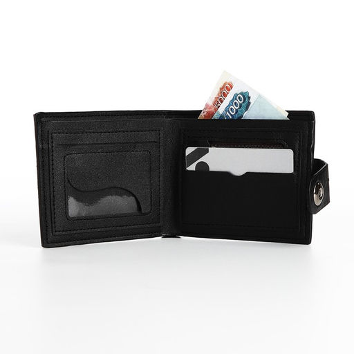 Портмоне мужское на магните, отдел для купюр, для карт, для монет, цвет чёрный - Simaland фото 6