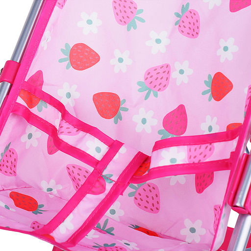 Коляска для кукол металлическая, складная, прогулочная, цвет розовый с звездами.