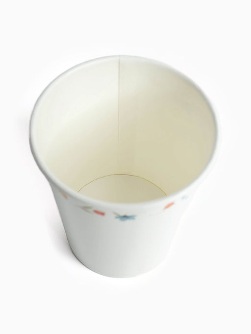 Цена за 10 шт. Стакан одноразовый бумажный Керамика с цветами, белый, 250 мл