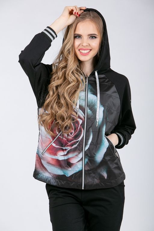 Толстовка из футера  комбинированного с плащевкой - А+б коллекция фото 12