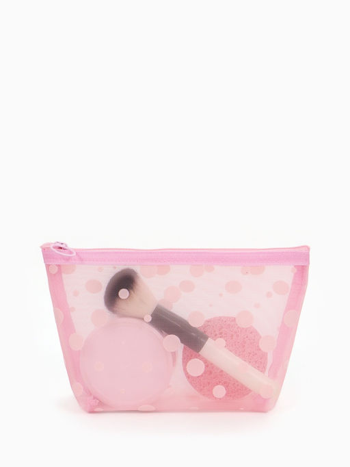 Косметичка дор Горох, сетка 17*6,5*13,5, отд на молнии, розовый