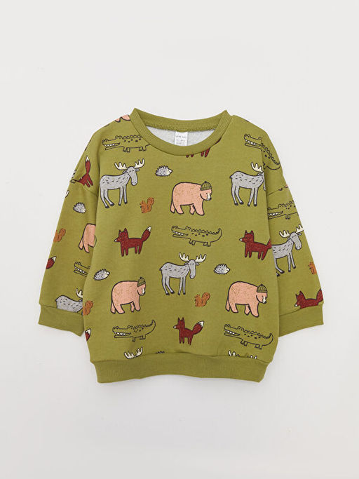 Bisiklet Yaka Uzun Kollu Bask?l? Erkek Bebek Sweatshirt 2li - Waikiki фото 3