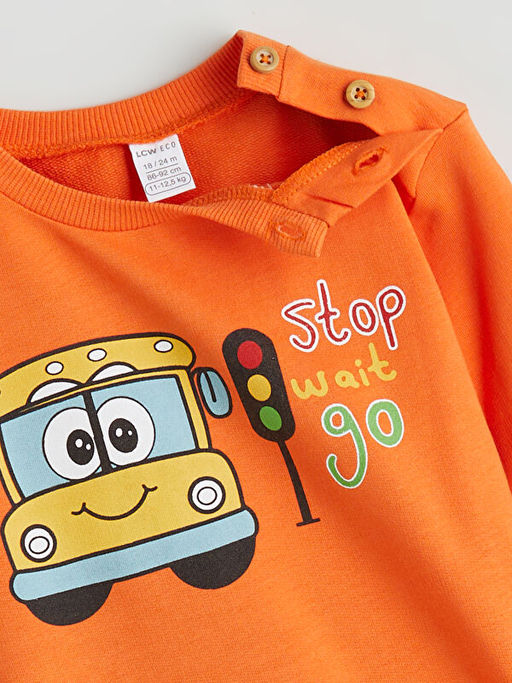 Bask?l? Erkek Bebek Sweatshirt ve E?ofman Alt 2li