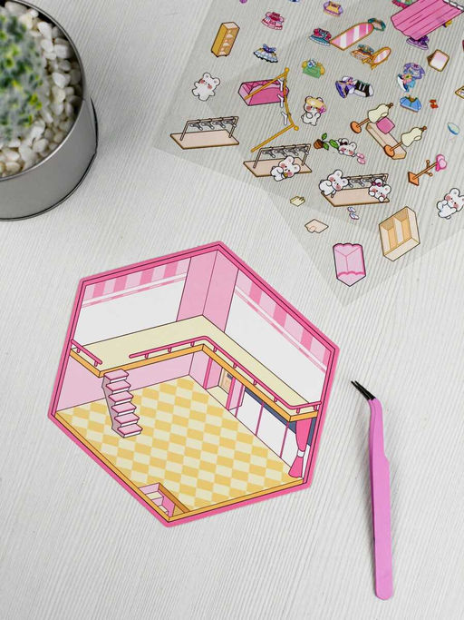 Наклейки-румбокс д/создания миниатюрных сцен, 125х150 мм, арт. 71511 / 300 КРОЛИК. МАГАЗИН ОДЕЖДЫ.