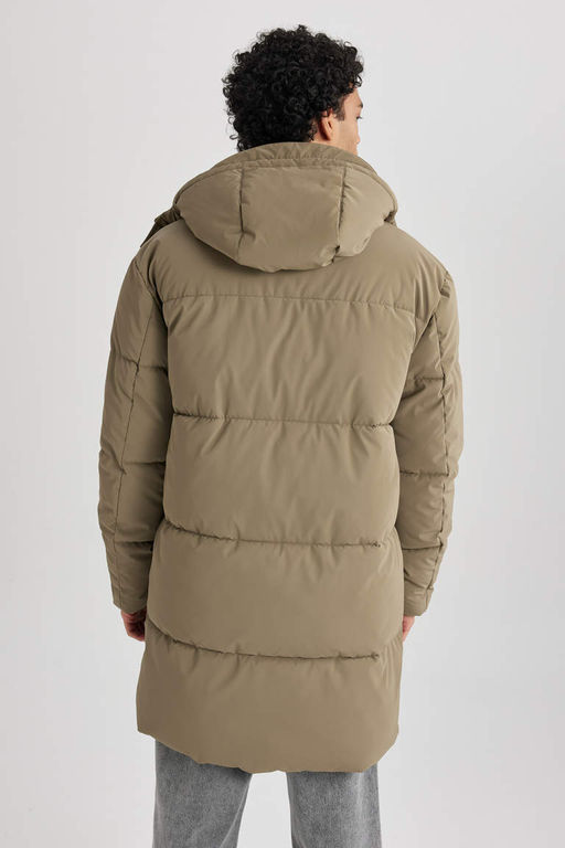 Парка-пуховик на подкладке из искусственного меха с капюшоном - Defacto фото 10