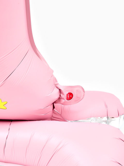 Цена за 2 шт. Воздушный шар фольгированный 32" "Цифра 1 с мишкой"  цвет розовый, под воздух