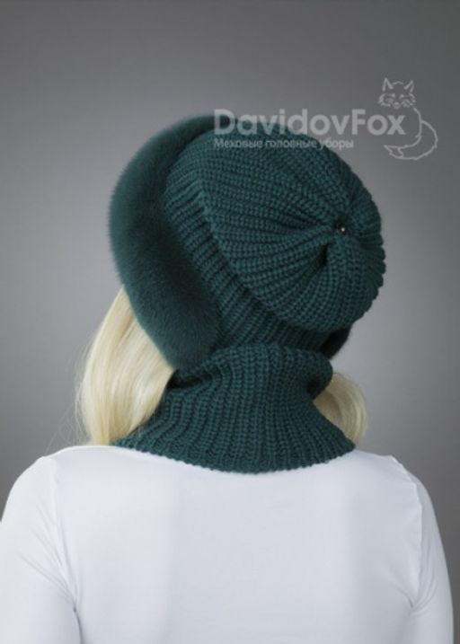 Шапка Ника норка трикотаж изумруд