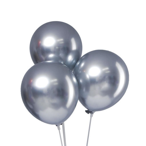 Воздушные шары латексные 12" «Хром», 50 шт., серебряные