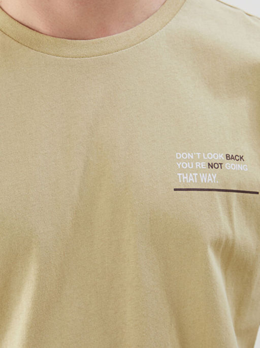 Bisiklet Yaka Bask?l? Penye Erkek Ti??rt