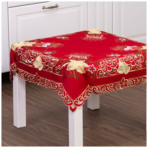 СКАТЕРТЬ КОЛОКОЛЬЧИКИ НА КРАСНОМ 85*85 СМ - Lefard фото 2