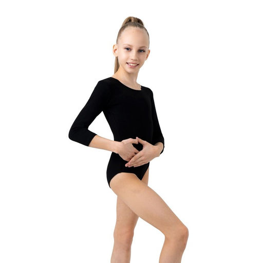 Купальник гимнастический Grace Dance, с рукавом 3/4, р. 30, цвет чёрный  фото 4