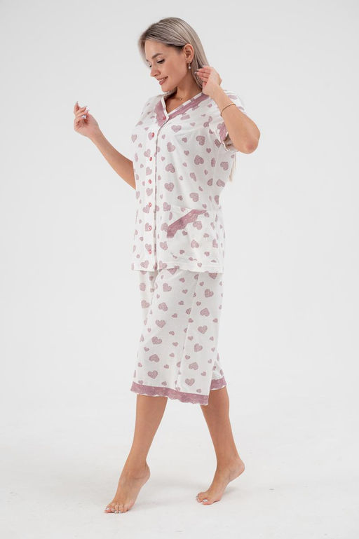 Пижама женская из кулирки Ворожея сердечко кофейное - Амадэль фото 8