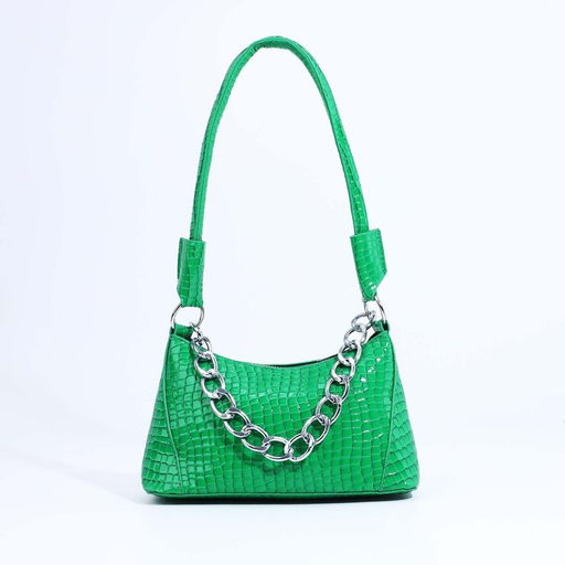 Сумка женская багет на молнии, 21.5×9×13.5 см, зелёная