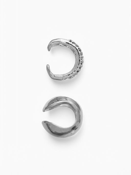 Серьги каффы, набор 2 шт. объёмные, цвет серебро - Qf фото 2