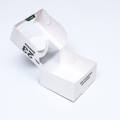 Коробка под бенто - торт с окном Настоящему мужчине, 23 февраля, 14?14?8 см