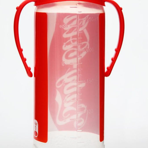 Бутылочка для кормления малыша M&B Baby Cola, классическое горло, с ручками, от 3 мес., 250 мл., цилиндр