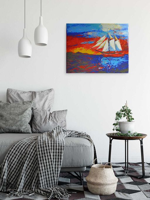 Набор для творчества Алмазная мозаика арт. 59824 / 16 ПАРУСНИК В МОРЕ размер: 40*50 см - Феникс+ фото 3