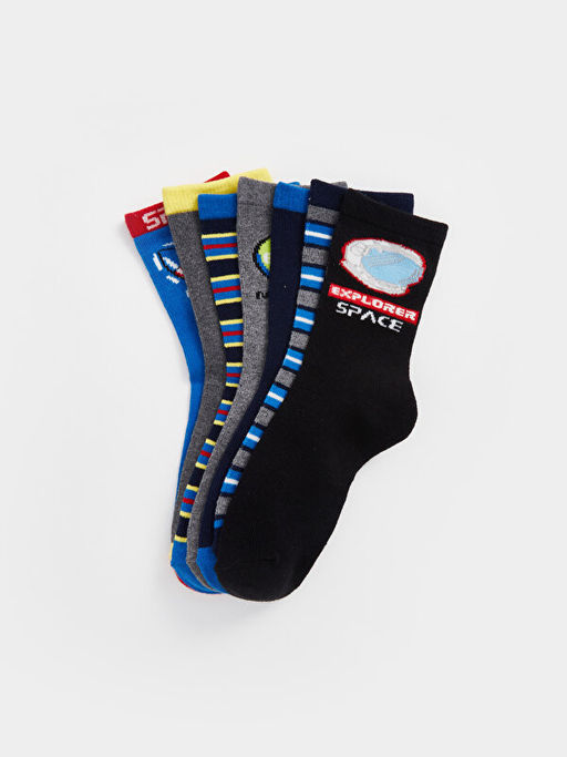 Desenli Erkek ?ocuk Soket ?orap 7li